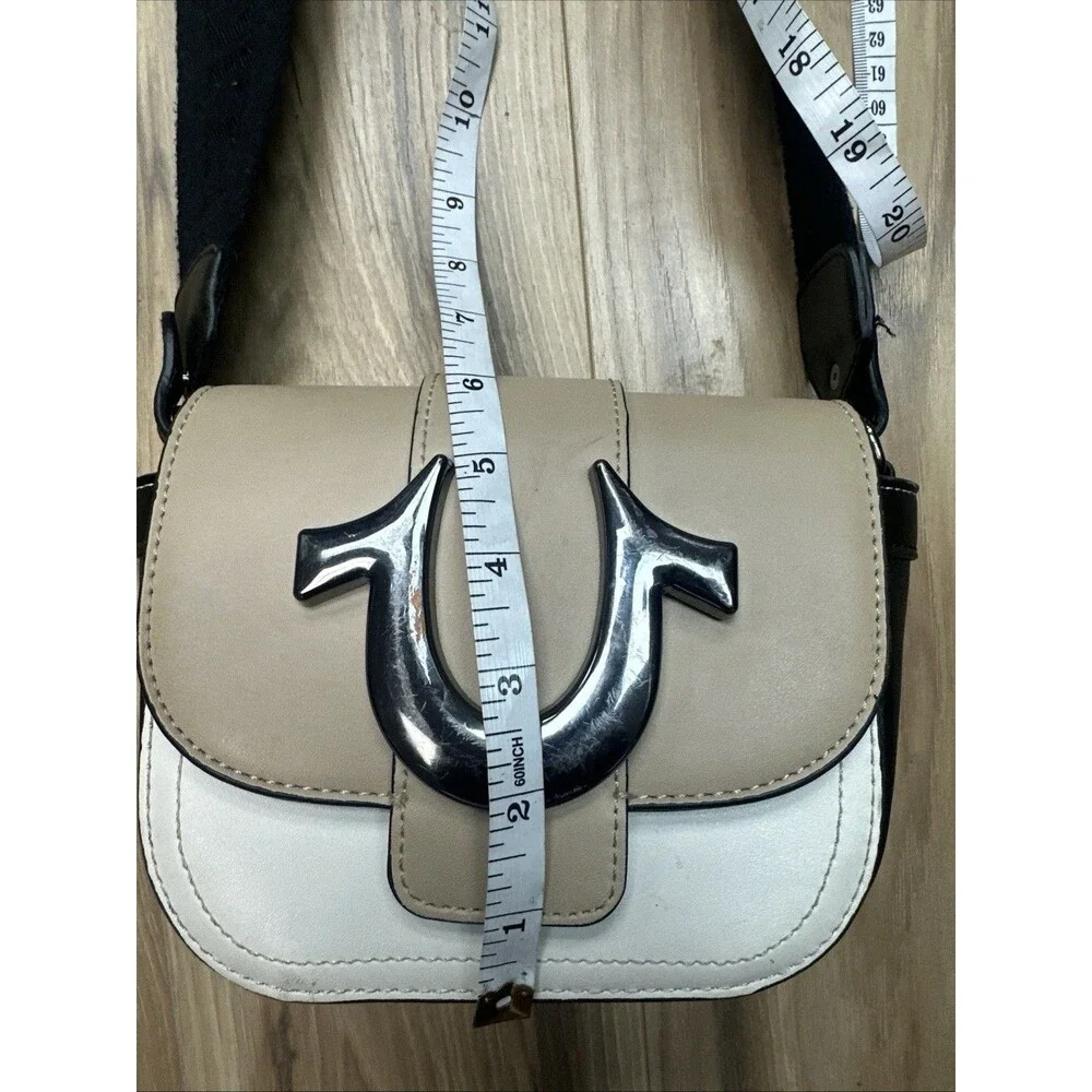 true religion Brown White Black Mini Crossbody Saddle Bag